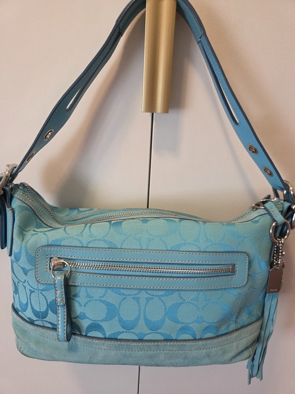 Coach Signature Shoulder Bag in Aqua